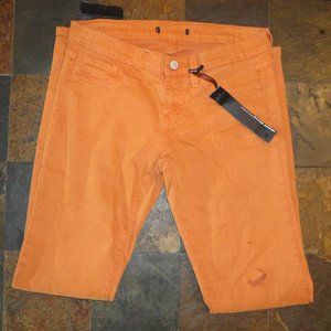 FLYING MONKEY Women's Distressed Orange Denim Skinny Ankle Jeans Size 7 NWT!!